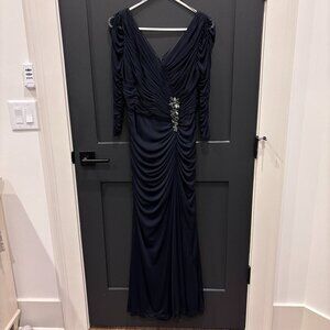 Adrianna Papell Occasions Black Ruched Long Sleeve Dress 6